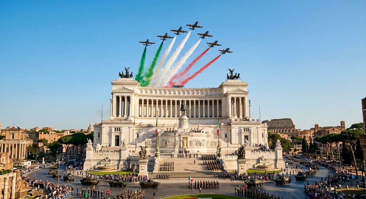 Frecce Tricolori sopra Roma per la Festa della Repubblica